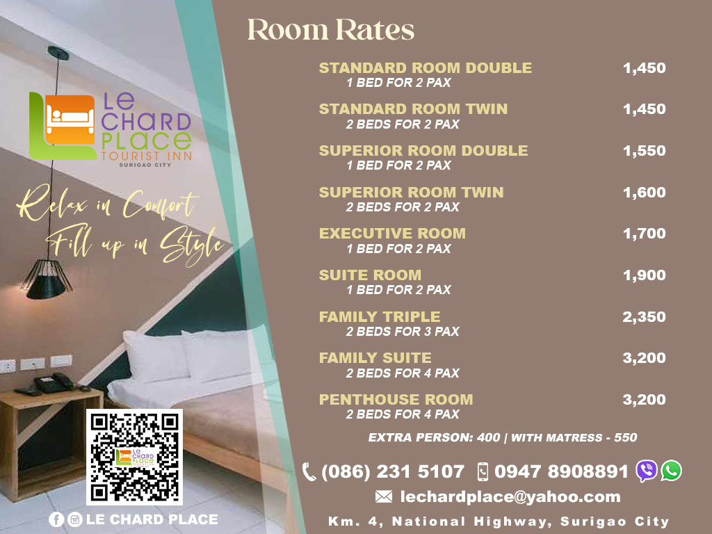 le chard tourist inn surigao room rates 2025