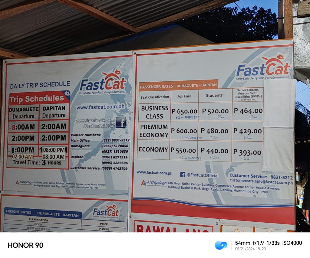 fastcat dapitan to dumaguete schedule